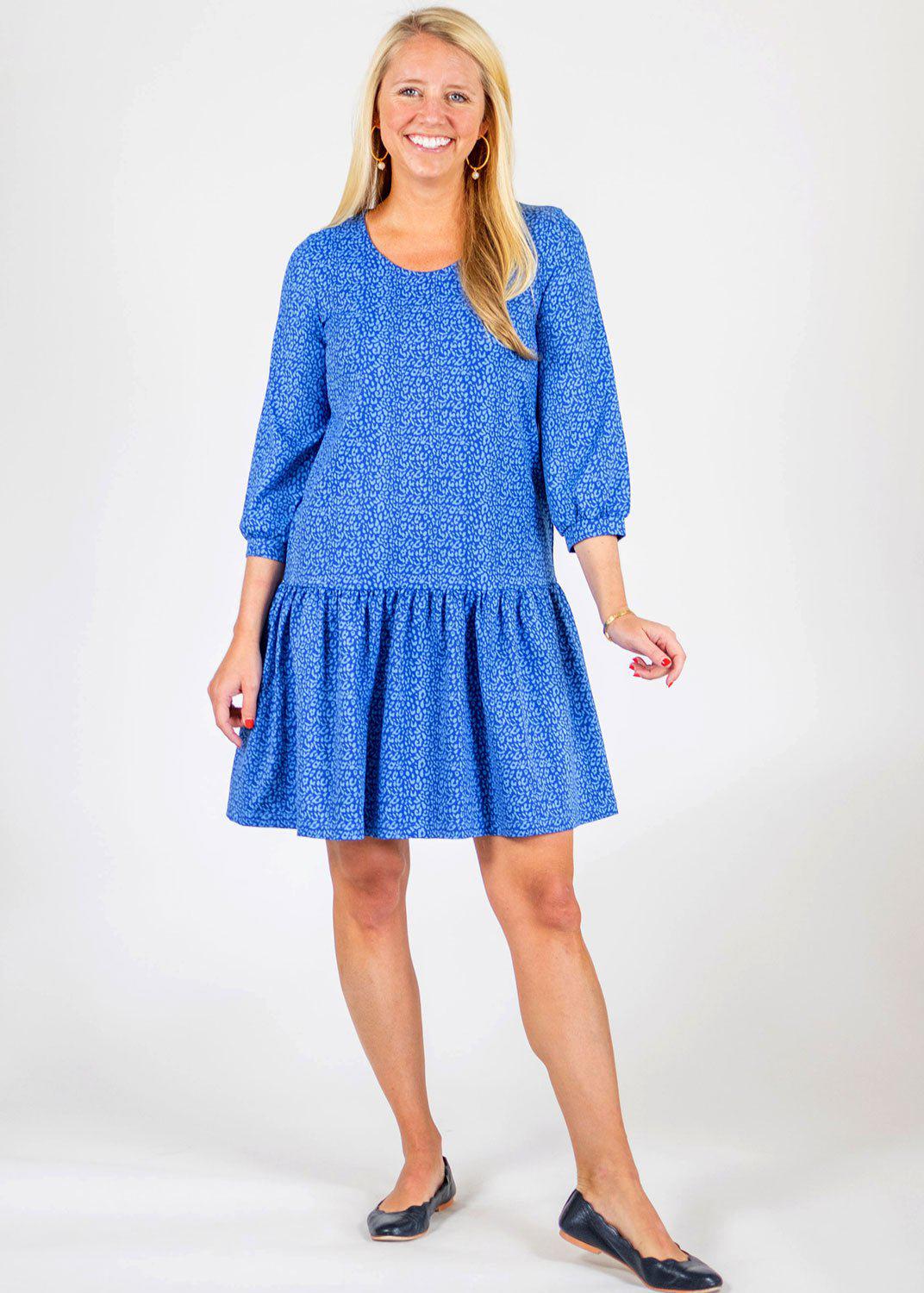 Bridget Dress Cheetah Blue Navy XS