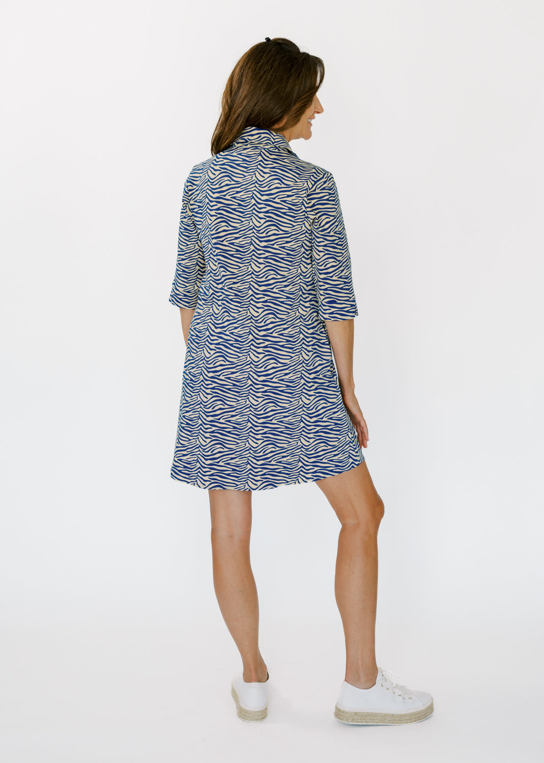 Lizzie Dress - Zebra Blue/Almond