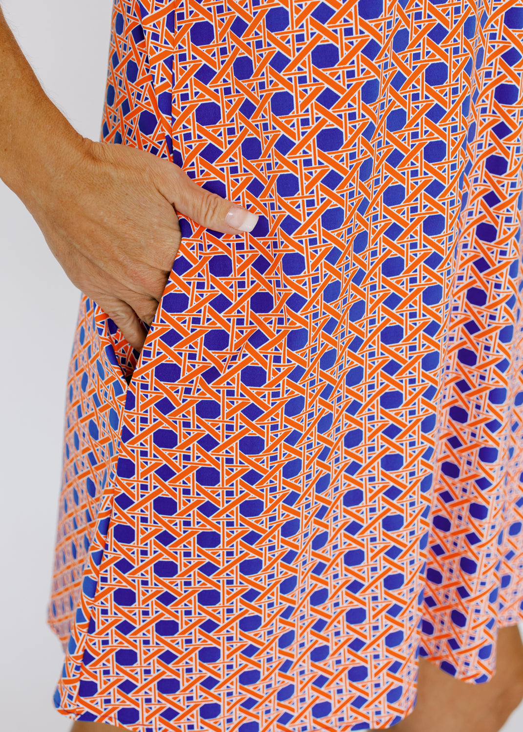 Lizzie Dress - Boca Grande Cane Florida Blue/Orange