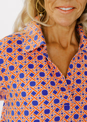 Lizzie Dress - Boca Grande Cane Florida Blue/Orange