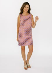 Yacht Club Shift Dress- Boca Grande Cane Florida Blue/Orange