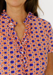 Bailey Top - Boca Grande Cane Florida Orange/Blue