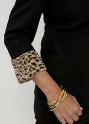 Clare Top - Solid Black Ponte/Faux Cheetah Fur