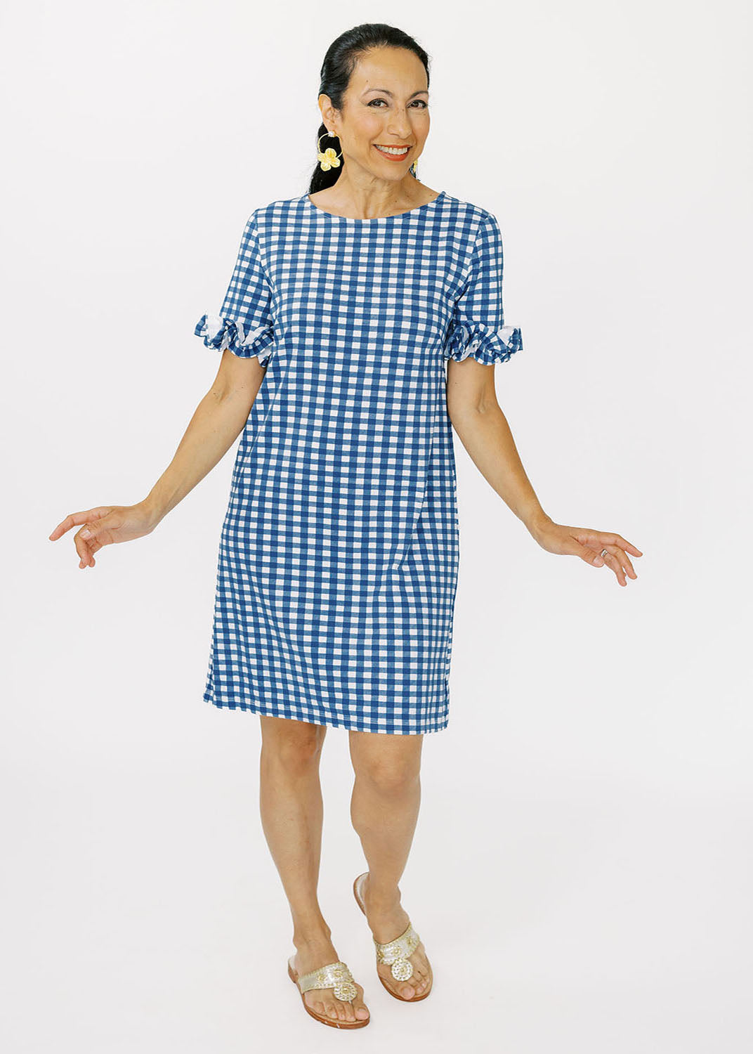 Kimberly Dress - Gingham Navy/White