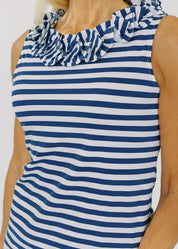 Cricket Sleeveless Top - Stripe Navy/White