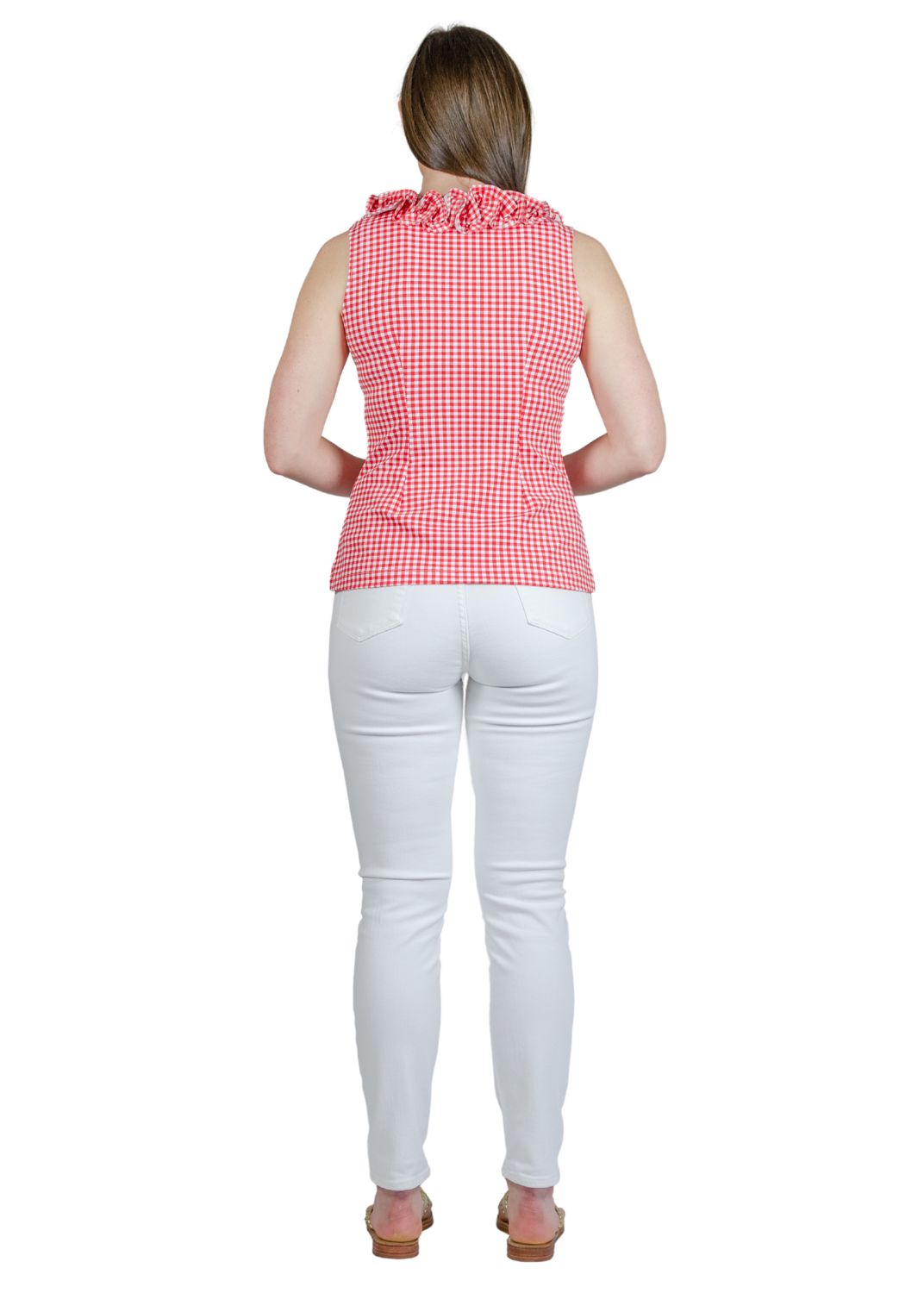 Cricket Sleeveless Top - Gingham Check Red/White-2