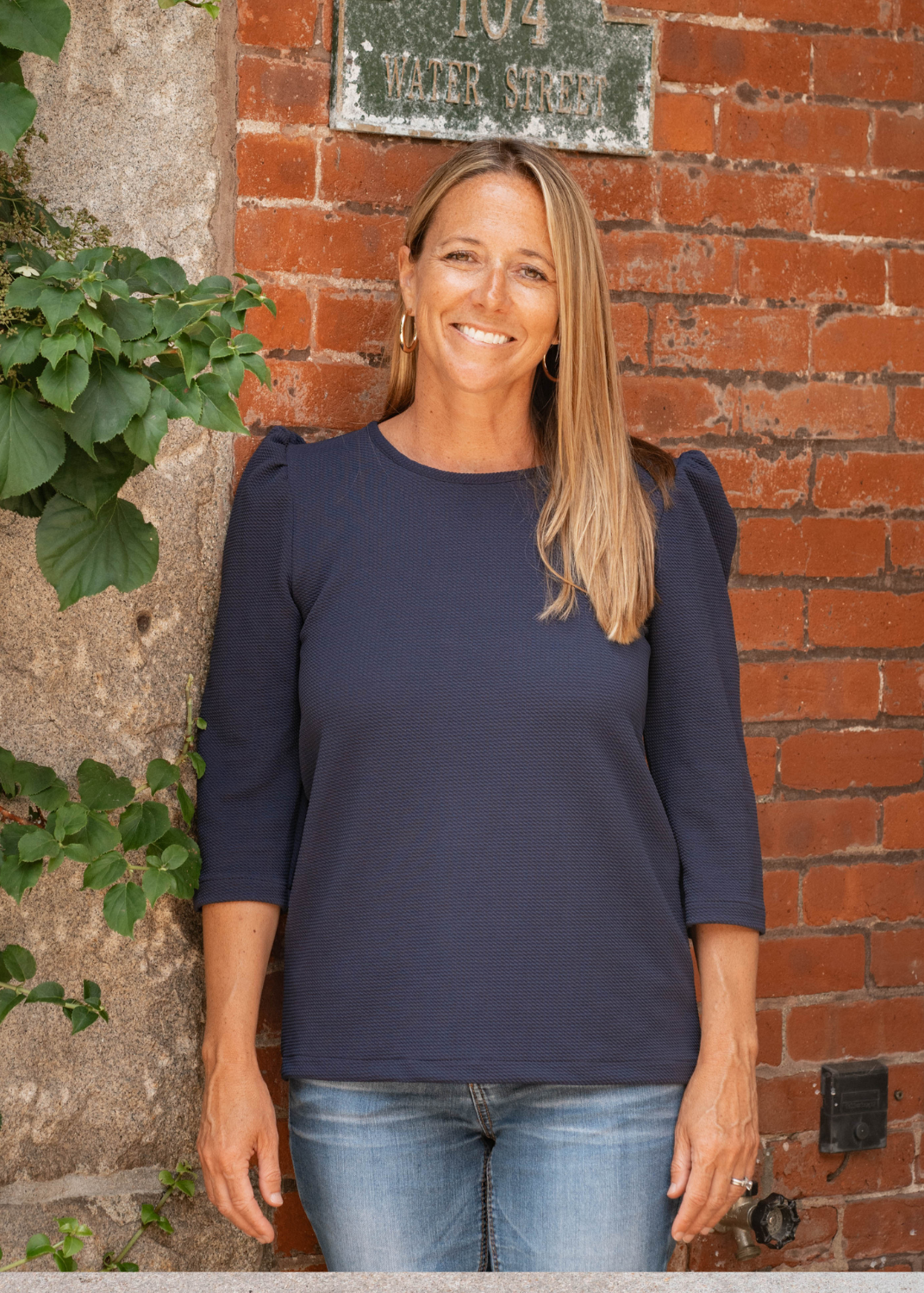 Clare Top - Solid Navy Textured