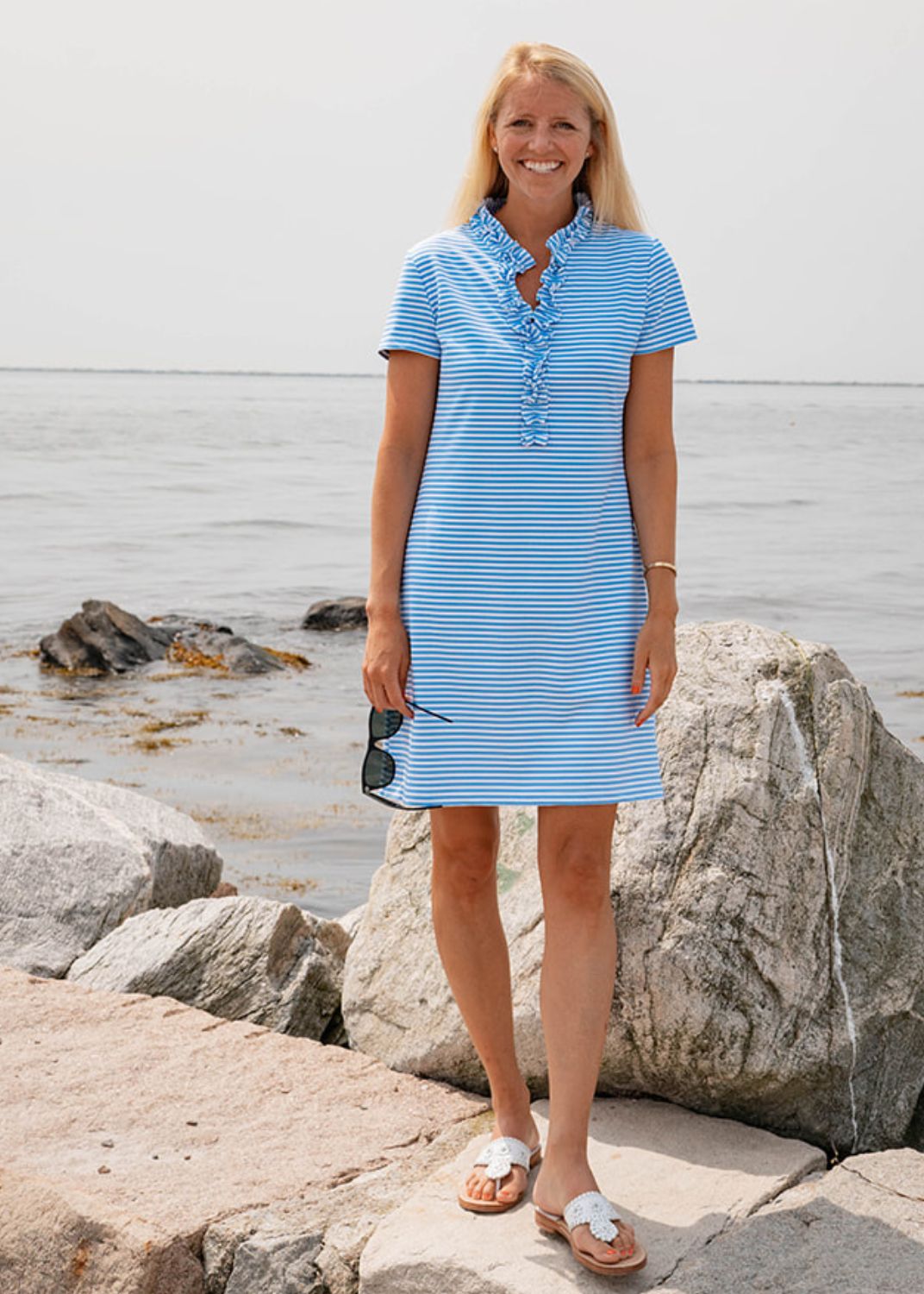 Bailey Dress - Juicy Stripe Light Blue/White