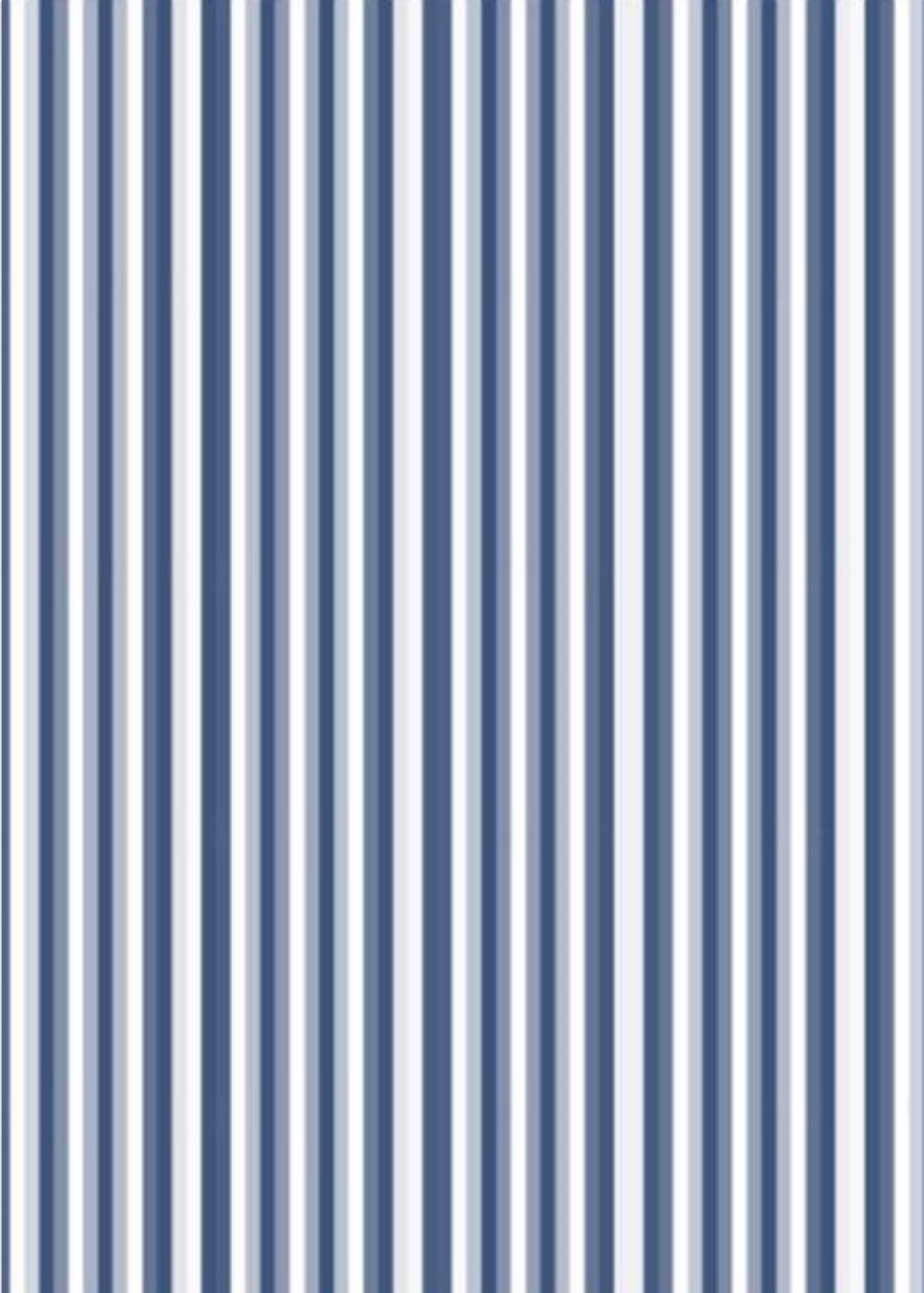 Lucille Sleeveless Dress - Blue Pinstripe with Navy Ric Rac