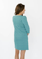 Clare Dress - Flower Links Navy/Green