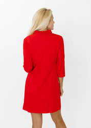 Bailey 3/4 Sleeve Dress - Solid Red