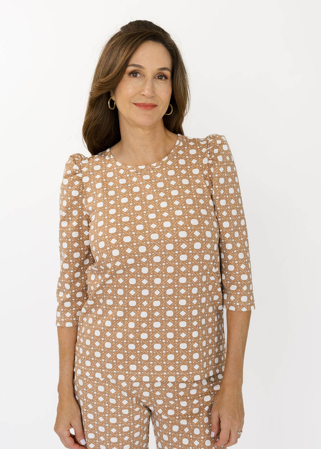 Clare Top - Boca Grande Cane Marshmallow/Camel