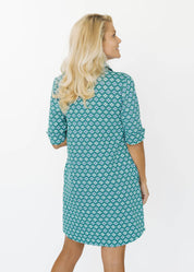 Lizzie Dress - Flower Links Navy/Green