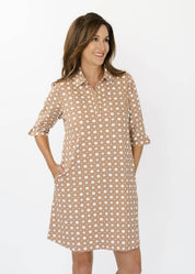 Lizzie Dress - Boca Grande Cane Marshmallow/Camel