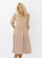 Robyn Dress - Boca Grande Cane Marshmallow/Camel