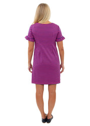 Coco Dress - Double Knit Ponte Stripes Pink/Purple-FINAL SALE-2