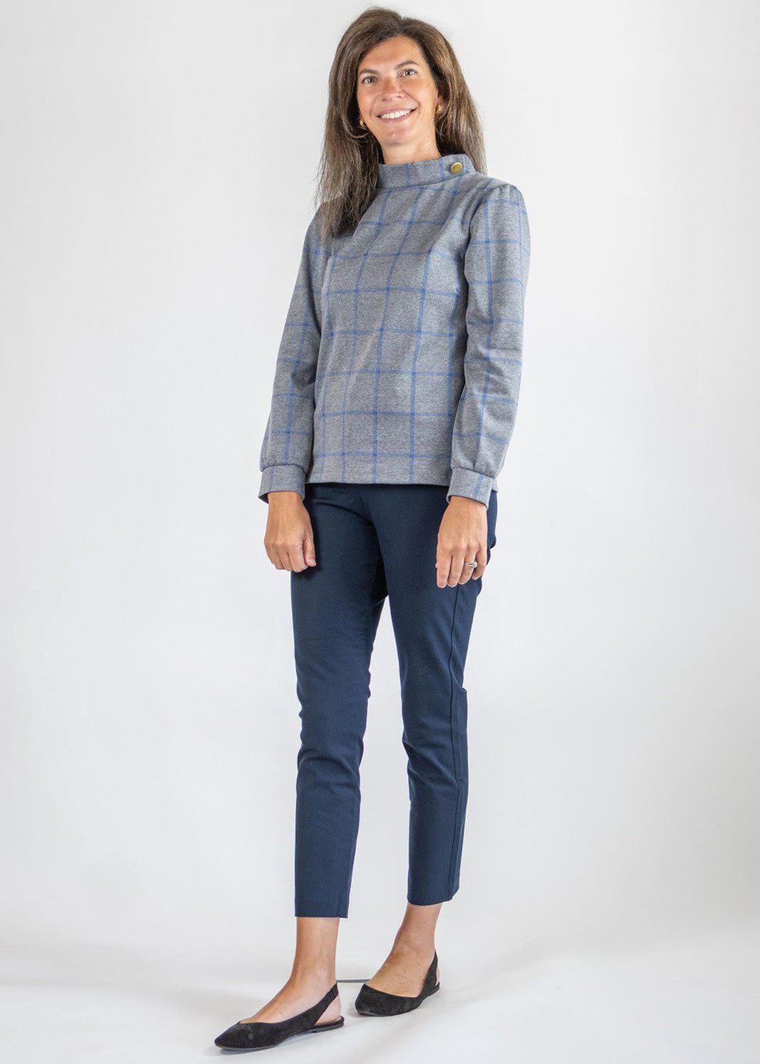 Camilla Top - Plaid Charcoal/Demin