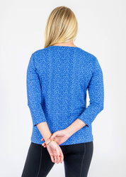 Blue Crew V Tee 3/4 Sleeve Top in a Cheetah Print