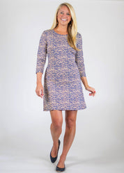 Blue & almond Grace Dress in a Zebra Print