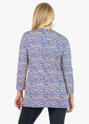 Blue & Almond Lucille Tunic Top in a Zebra Print